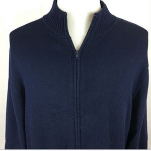 Grant Thomas Cotton Zippered Cardigan in Navy